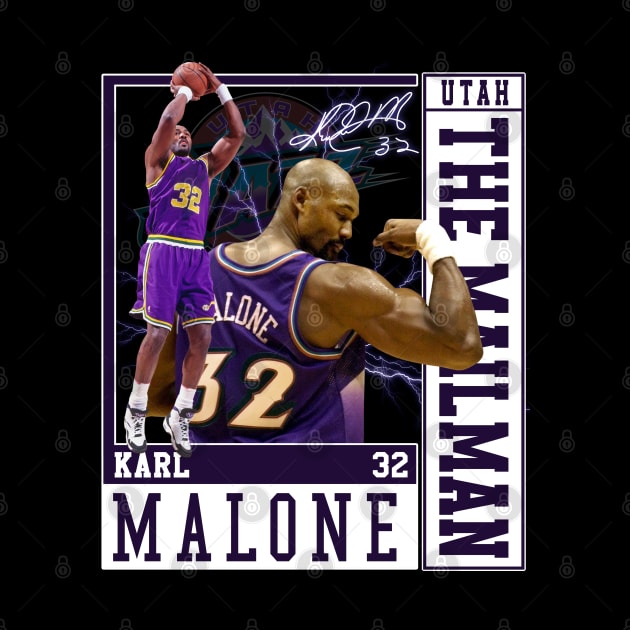 Karl Malone The Mail Man Basketball Legend Signature Vintage Retro 80s 90s Bootleg Rap Style by CarDE