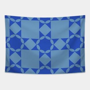 Cerulean French Star Patchwork Pattern Tapestry