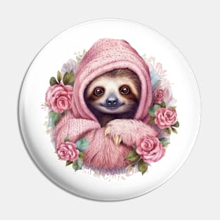 Pink Christmas Sloth Pin