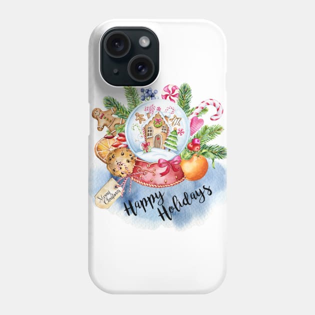 Christmas Snow Globe Phone Case by Simple Wishes Art