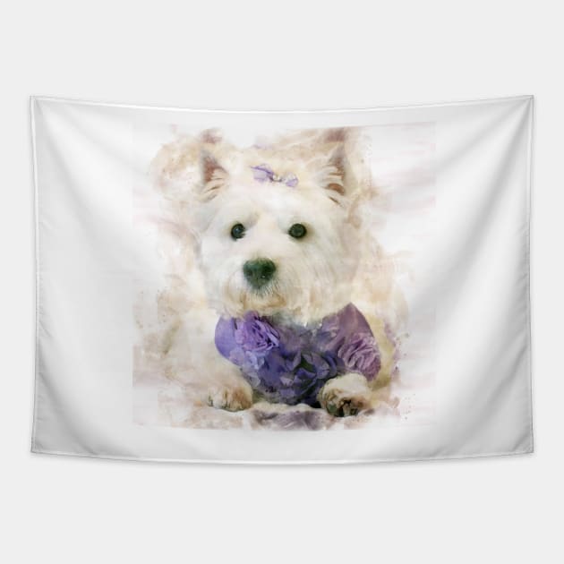 Watercolour westie Tapestry by princess-pirate