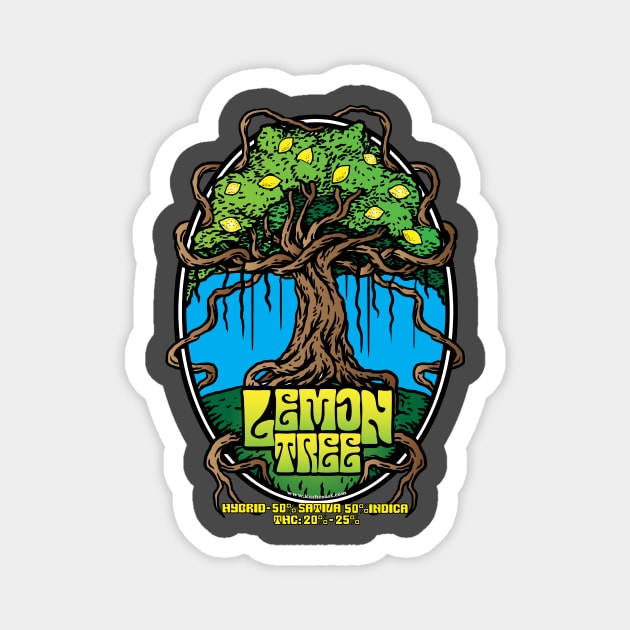 Lemon Tree Cannabis Strain Art Magnet by kushcoast