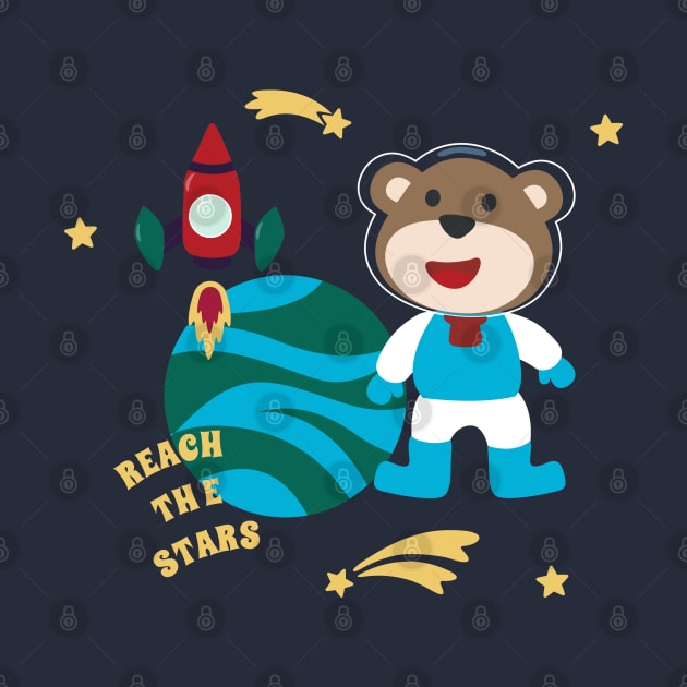 Space bear or astronaut in a space suit with cartoon style by KIDS APPAREL