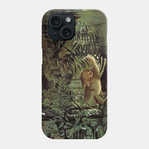 The Hungry Lion Attacking an Antelope by Henri Rousseau Phone Case by Classic Art Stall