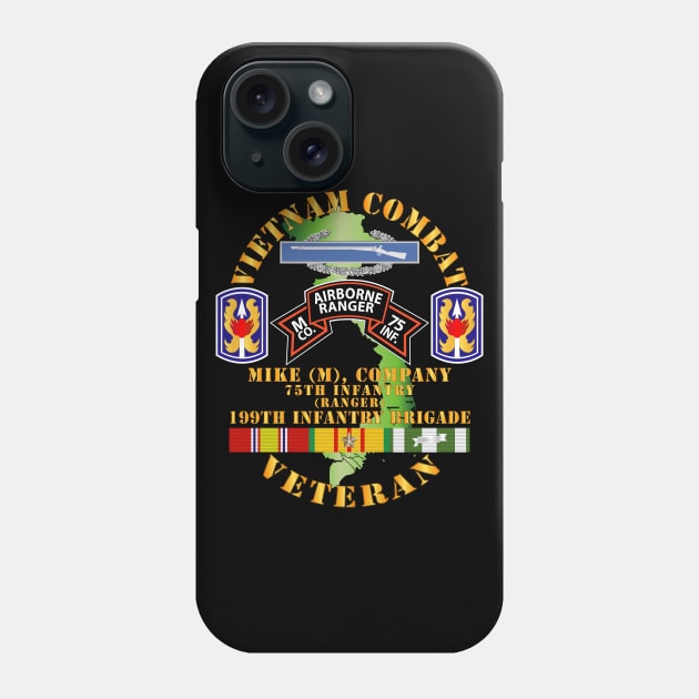 Vietnam Combat Vet - M Co 75th Infantry (Ranger) - 199th Inf Bde SSI Phone Case by twix123844