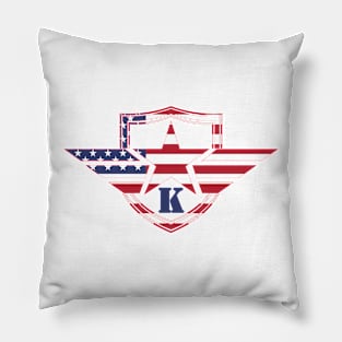 Letter K American Flag Monogram Initial Pillow