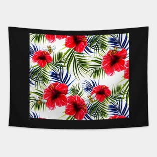 Hawaiian Bees and Hibiscus Tapestry