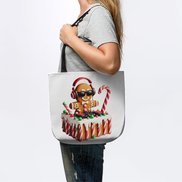 Funny Gingerbread DJ Booth Christmas Holiday Candy Cane by Frank Ring