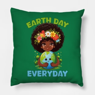 Earth Day Everyday Cute Afro Hair Girl Earth Day 2024 Kids Pillow