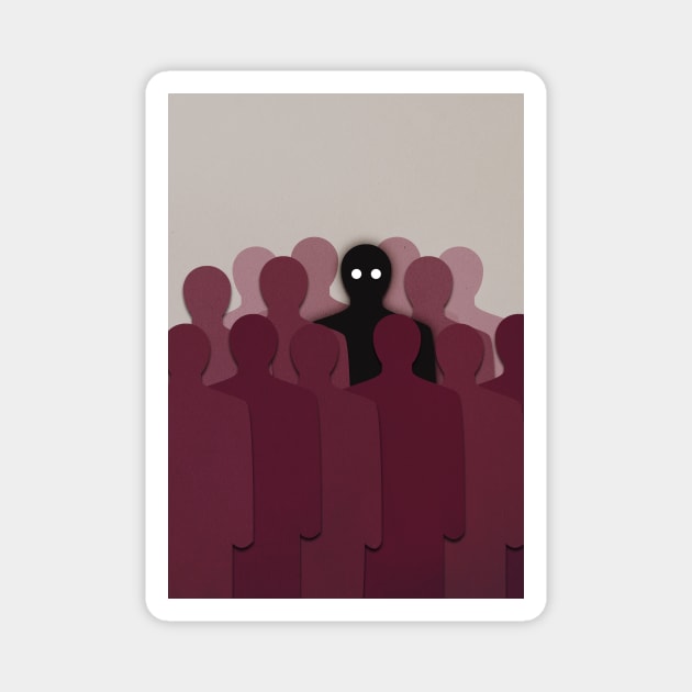 Spooky Ghost In Crowd Of People Magnet by Boriana Giormova