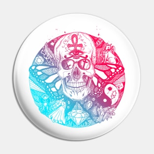 Dual Color Skull Circle of Humanity Pin