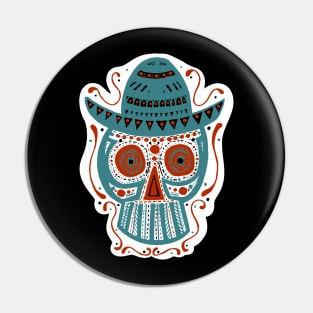 Hand Drawn Sombrero Skull Pin