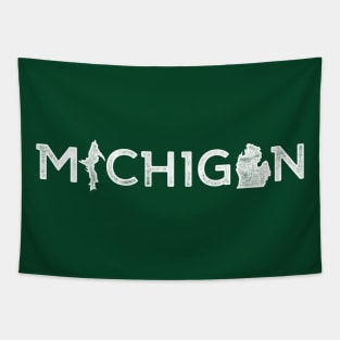 Michigan with Peninsula Shapes - White Tapestry