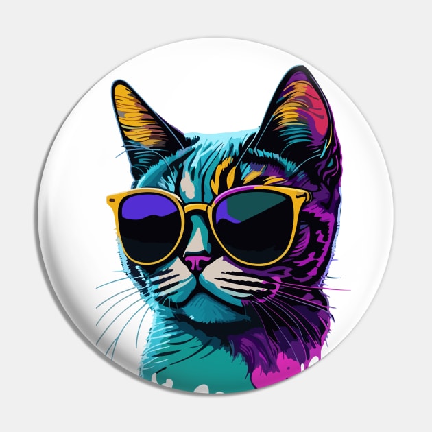 Cat with Sunglasses Pin by ReaBelle