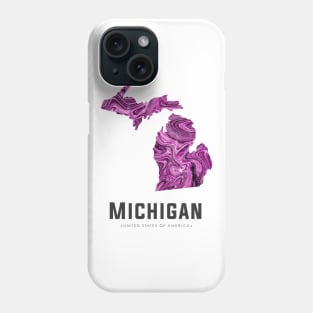 Michigan state map abstract pink Phone Case