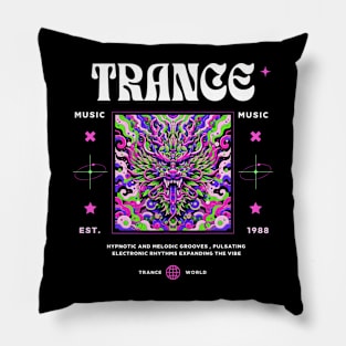 TRANCE  - Trippy Dragon Face (White) Pillow