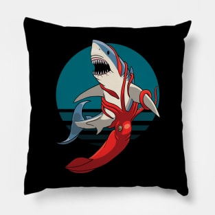 Great white shark and giant squid Pillow