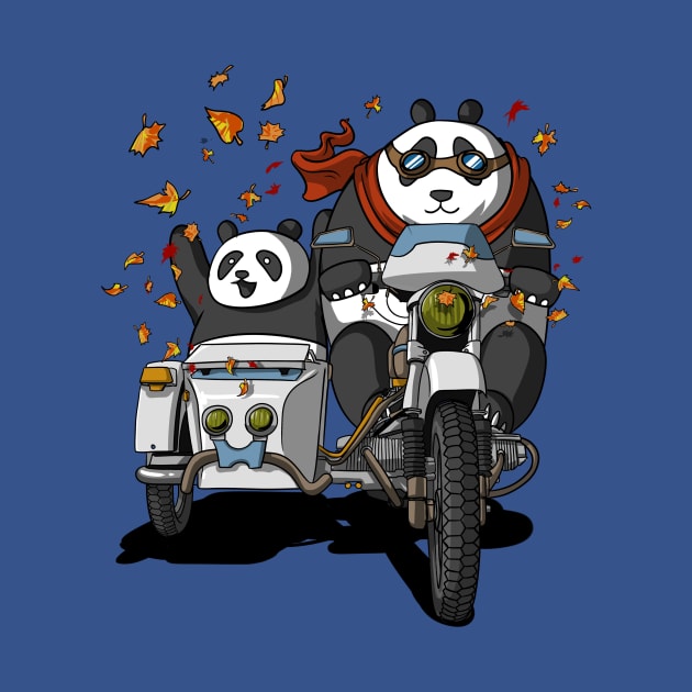 Panda Bears Riding Motorcycle Funny Cartoon Race by underheaven