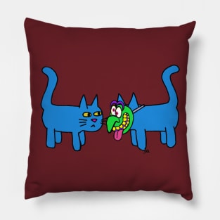 two cats and a mask Pillow