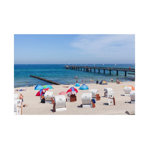 Beach and pier, Ostseebad Kuhlungsborn, Mecklenburg-West Pomerania, Germany, Europe by Kruegerfoto