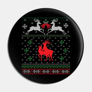 mating reindeer ugly Christmas sweater Pin