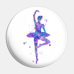 Purple Ballerina Watercolor Painting Pin