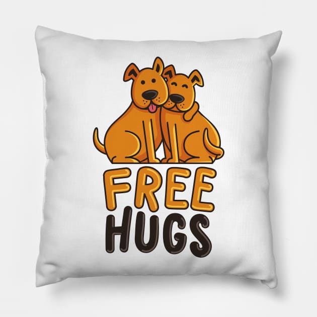 Doggy Duo Free Hugs Pillow by The Heidaway Art Designs