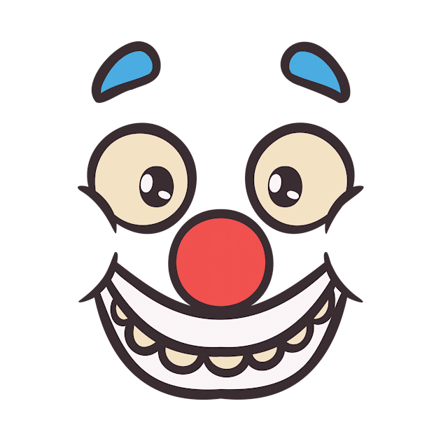 Funny Clown Face Cartoon Illustration by unlesssla