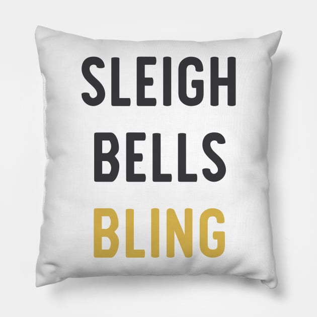 Sleigh Bells Bling Christmas Design Pillow by zubiacreative