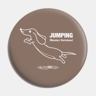 Miniature Dachshund JUMPING -White- Pin