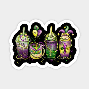 Mardi Gras Cute Coffee Latte for Parades and Parties NOLA New Orleans Louisiana Magnet