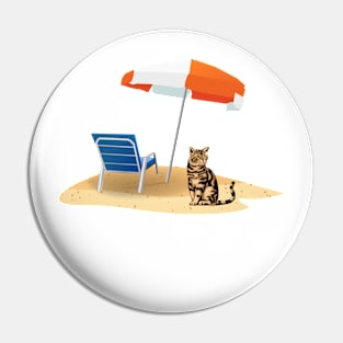 Summer cat beach Pin