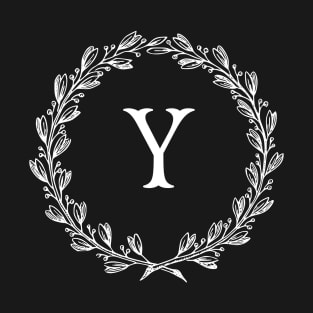 Beautiful Letter Y Alphabet Initial Monogram Wreath T-Shirt