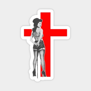 Girl wearing top hat and cross Magnet