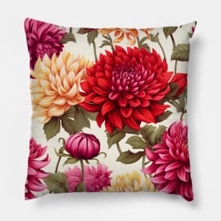 Vintage Dahlia Flower Pattern Pillow