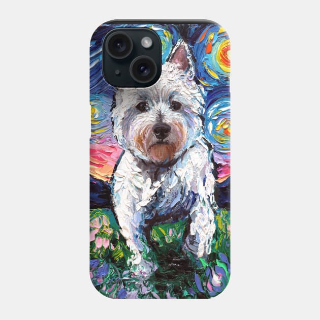 Westie Night 2 Phone Case by sagittariusgallery