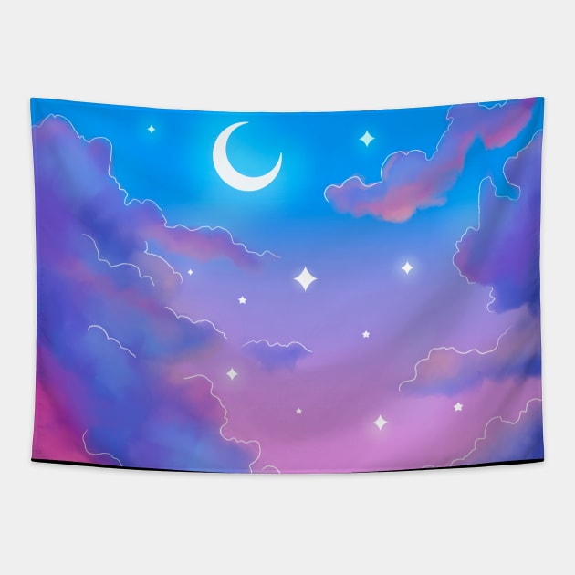 Moon and Clouds Tapestry by FloralVenus