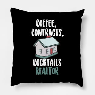 Coffee Contracts Cocktails Realtor Pillow