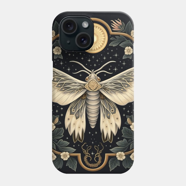 Mystical night moth among Flowers Phone Case by Elizabeth Aurora