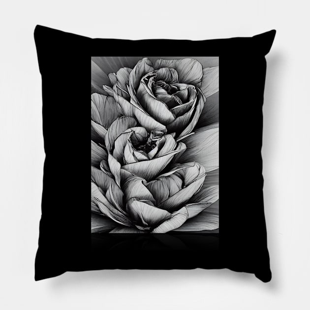 Flower Drawing Pillow by Serrena DrawingFloral