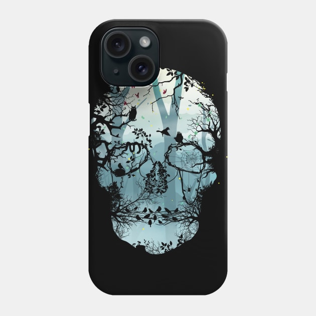 Dark Forest Skull Phone Case by Sitchko