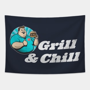Grill & Chill funny vintage burger Tapestry