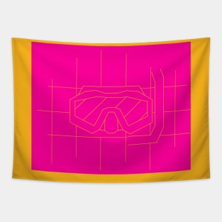 REVERSED GRID DRAWING OF A DIVE MASK pink Tapestry