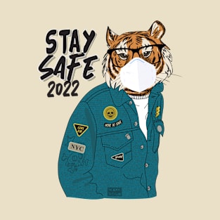 Awesome Chinese Tiger Stay Safe Masks Pandemic New Year 2022 T-Shirt