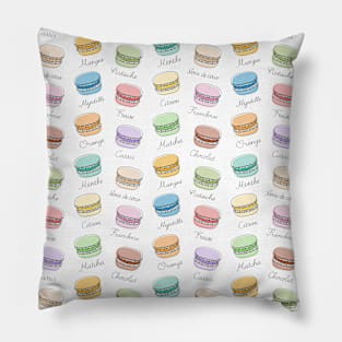French Macarons Pattern on White Pillow