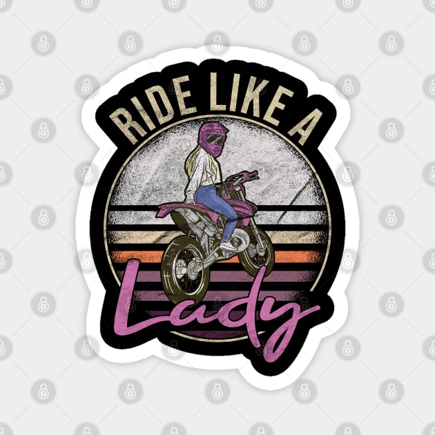 MotoCross motorcyclist woman lady girl motorcycle dirt bike Magnet by auviba-design