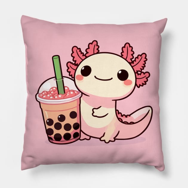 axolotl boba holic Pillow by fikriamrullah