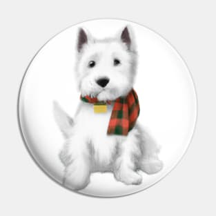 Cute West Highland White Terrier Drawing Pin
