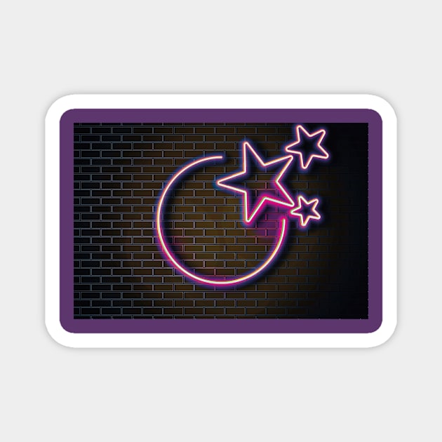 Brick Wall Pink Neon Glow Advertising Neon Signs Magnet by JeLoTall