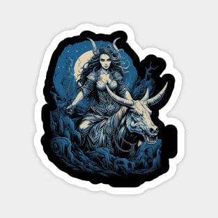 Heavy Metal Valkyrie Goddess Riding Steed Rocker Headbanger Magnet